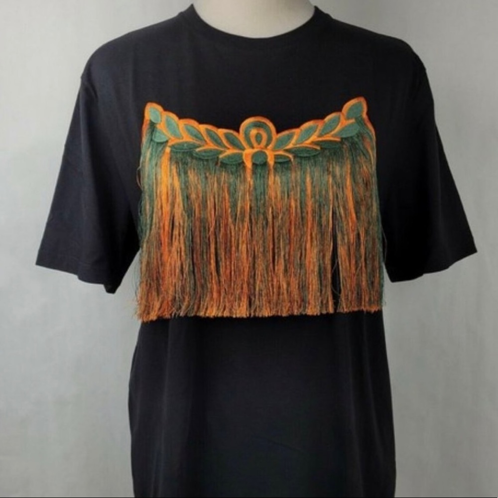 MCM Black Fringe Top